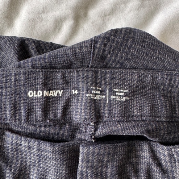 Old Navy Pixie High Rise Plaid Ankle Pants Blue Size 14 Stretchy Preppy Office - Picture 5 of 13